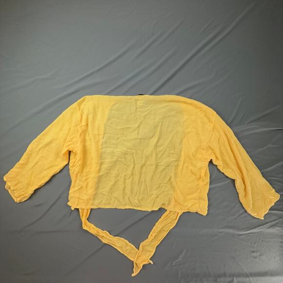 Michael Stars Yellow Tie Front Top Lightweight Gauze Viscose Boho Beachy - Picture 2 of 6